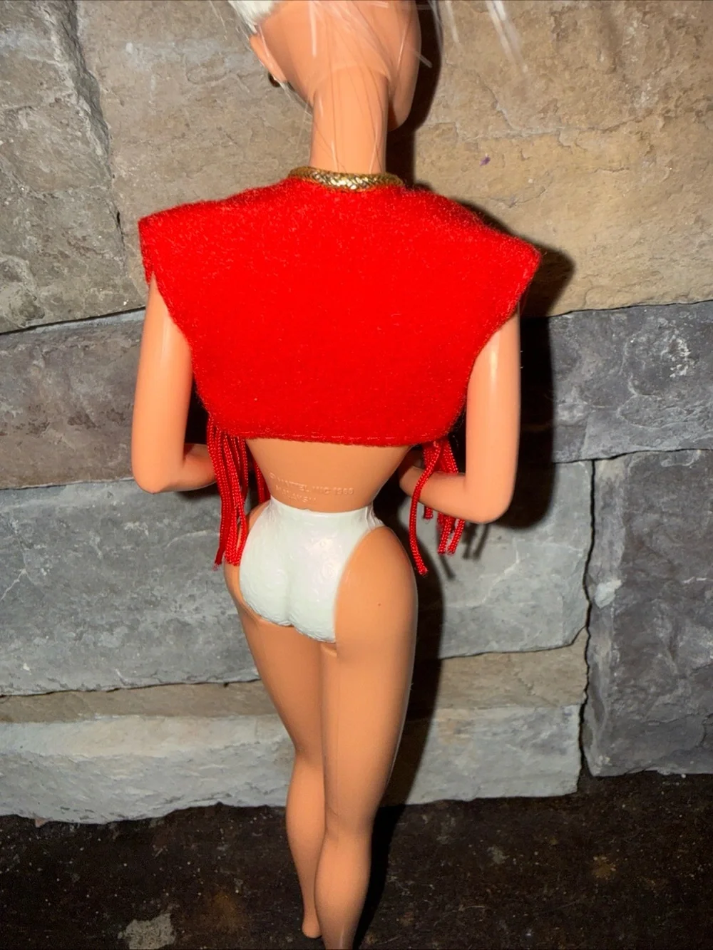 Barbie Vinatge red cowboy vest with fringe gold stars